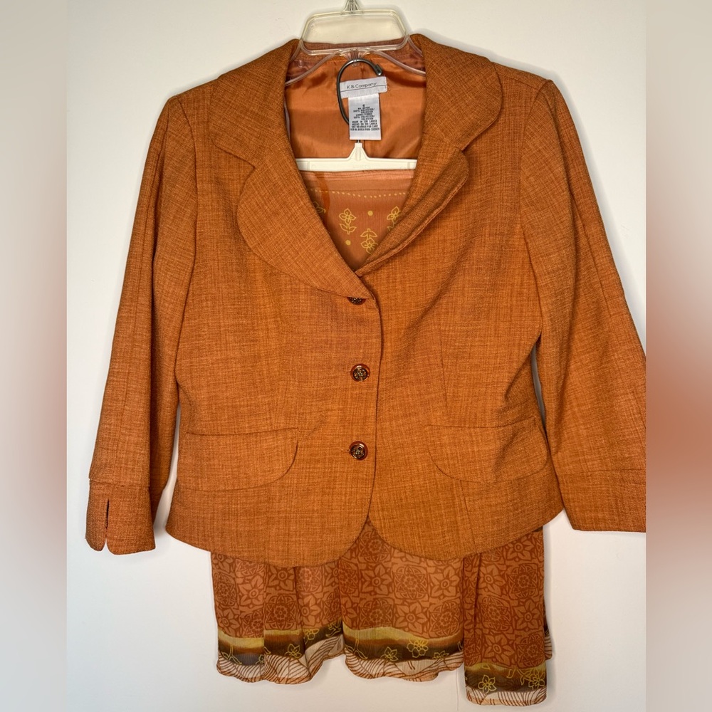 K & Company VINTAGE 2 Pc. Burnt Orange/Brown Skirt Set Size 6